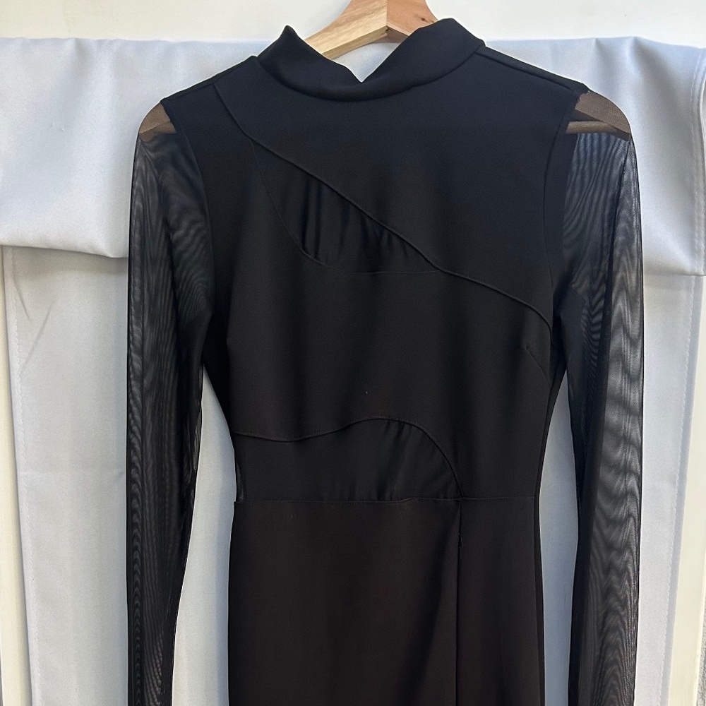 Black mesh midi dress
